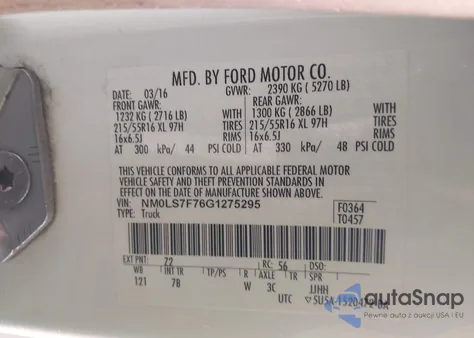 2016 Ford Transit Connect Xlt z USA, uszkodzony, nr VIN NM0LS7F76G1275295